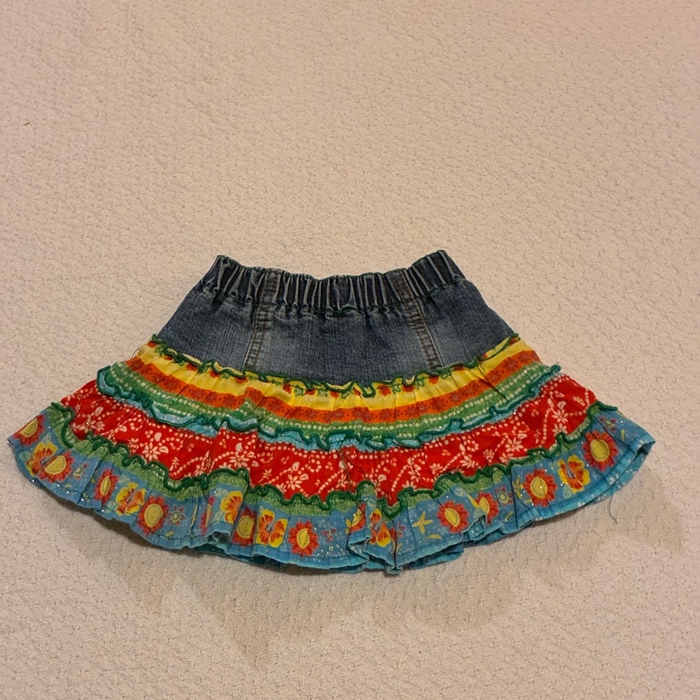 The Children's Place Colorful Ruffled Denim Skirt, 6-9 mo, y2k, western